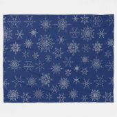 Navy Blue en Silver Xmas Snowflake Winter Fleece Deken (Voorkant (Horizontaal))
