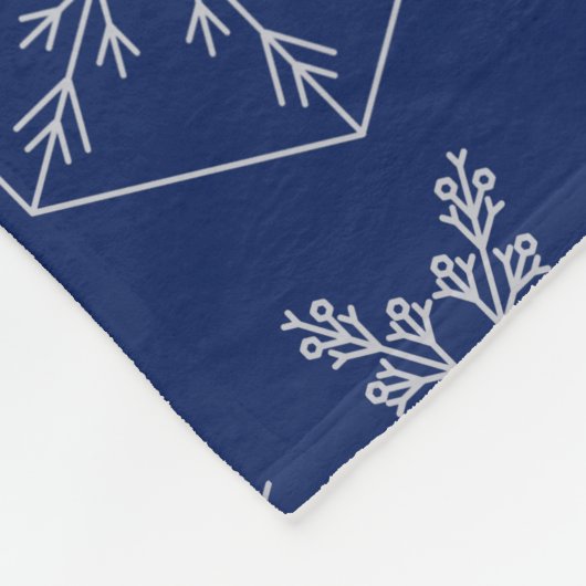 Navy Blue en Silver Xmas Snowflake Winter Fleece Deken (Hoek)
