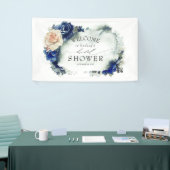 Navy Blue en Sinaasappel Floral Vrijgezellenfeest Spandoek (Beurs)