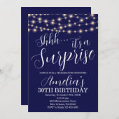 Navy Blue en String Light Verrassing Verjaardag Kaart (Voorkant / Achterkant)
