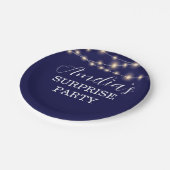 Navy Blue en String Light Verrassing Verjaardag Papieren Bordje (Gekanteld)