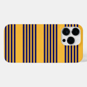 Navy blue en sunny yellow vijf strepenpatroon iPhone hoesje (Achterkant horizontaal)