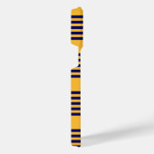 Navy blue en sunny yellow vijf strepenpatroon iPhone hoesje (Rechterkant)