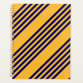 Navy blue en sunny yellow vijf strepenpatroon planner (Voorkant)