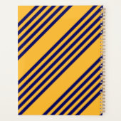 Navy blue en sunny yellow vijf strepenpatroon planner (Achterkant)