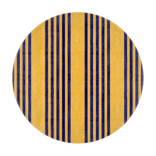 Navy blue en sunny yellow vijf strepenpatroon snijplank (Voorkant)