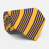 Navy blue en sunny yellow vijf strepenpatroon stropdas (Opgerold)