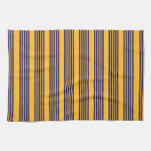 Navy blue en sunny yellow vijf strepenpatroon theedoek (Horizontaal)