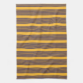 Navy blue en sunny yellow vijf strepenpatroon theedoek (Verticaal)