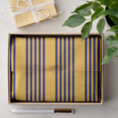 Navy blue en sunny yellow vijf strepenpatroon tissuepapier (Geschenk)