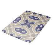 Navy Blue en Taupe Moroccan Badmat (Gekanteld)