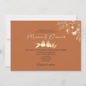 Navy Blue en Terracotta bruiloft Kaart (Voorkant)