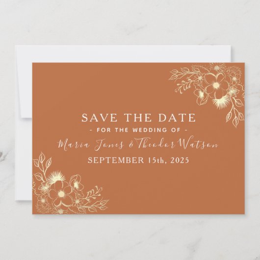 Navy Blue en Terracotta bruiloft redden de datum Save The Date (Voorkant)