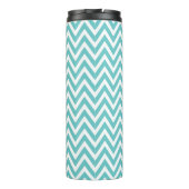 Navy Blue en Turquoise Chevron Monogram Thermosbeker (Achterkant)