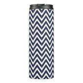 Navy Blue en Turquoise Chevron Monogram Thermosbeker (Achterkant)