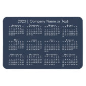 Navy Blue en White 2023-kalender met aangepaste te Magneet (Horizontaal)