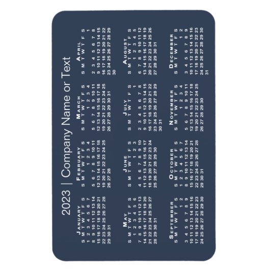 Navy Blue en White 2023-kalender met aangepaste te Magneet (Verticaal)