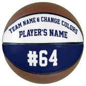 Navy Blue en White - Aangepaste Basketball Ball Basketbal (Voorkant)