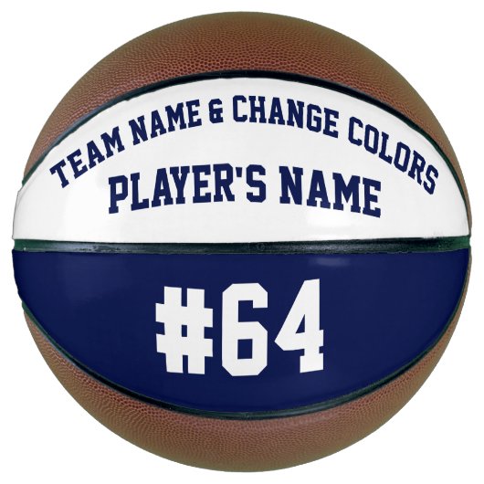 Navy Blue en White - Aangepaste Basketball Ball Basketbal (Voorkant)