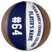 Navy Blue en White - Aangepaste Basketball Ball Basketbal (Verticaal)