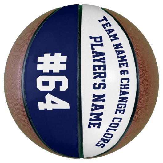 Navy Blue en White - Aangepaste Basketball Ball Basketbal (Verticaal)