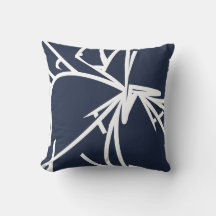 Navy Blue en White Abstract Bamboo