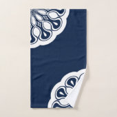 Navy Blue en White Abstract Modern Mandala Bad Handdoek (Handdoek)
