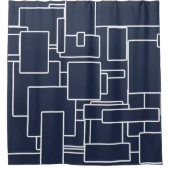 Navy Blue en White Abstracte geometrische vormen Douchegordijn (Voorkant)