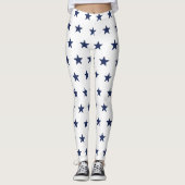 Navy Blue en White American Flag geïnspireerd Leggings (Voorkant)