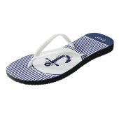 Navy Blue en White Anchor en Striped  Teenslippers (Schuin)