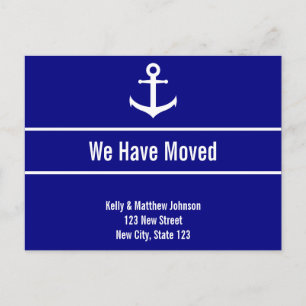 Navy Blue en White Anchor Moving Announcement Aankondigingskaart