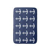 Navy Blue en White Anchor Pattern Badmat (Voorkant Verticaal)
