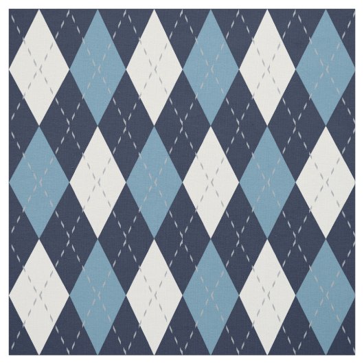 Navy Blue en White Argyle Pattern Stof (Swatch)