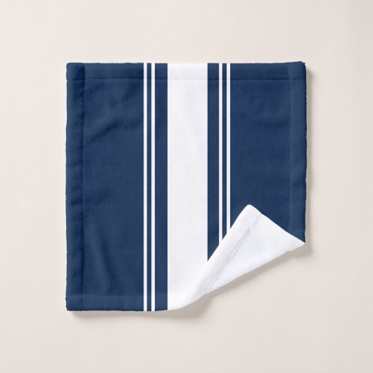 Navy Blue en White Bad Handdoek (Wasdoekje)