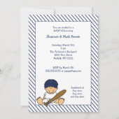 Navy Blue en White Baseball Baby shower Invite med Kaart (Voorkant)