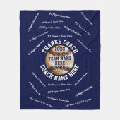 Navy Blue en White Baseball Coach geeft honkbal Fleece Deken (Voorkant)