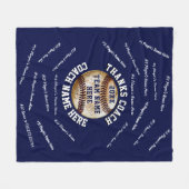 Navy Blue en White Baseball Coach geeft honkbal Fleece Deken (Voorkant (Horizontaal))