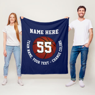 Navy Blue en White Basketball Fleece Blanket Deken