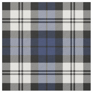 Navy Blue en White Black Watch Tartan Pset Stof
