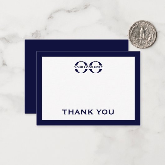 Navy Blue en White Business Logo - Hartelijk dank Notitiekaartje (Voorkant / Achterkant in situ)