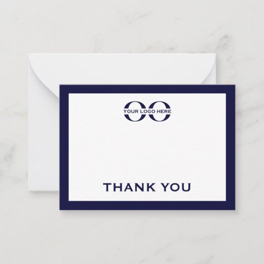 Navy Blue en White Business Logo - Hartelijk dank Notitiekaartje (Voorkant)