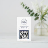 Navy Blue en White Business Review Kaart (Staand voorkant)