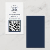 Navy Blue en White Business Review Kaart (Voorkant / Achterkant)