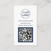 Navy Blue en White Business Review Kaart (Voorkant)