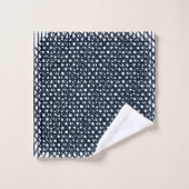 Navy Blue en White Cage Pattern Bad Handdoek (Wasdoekje)