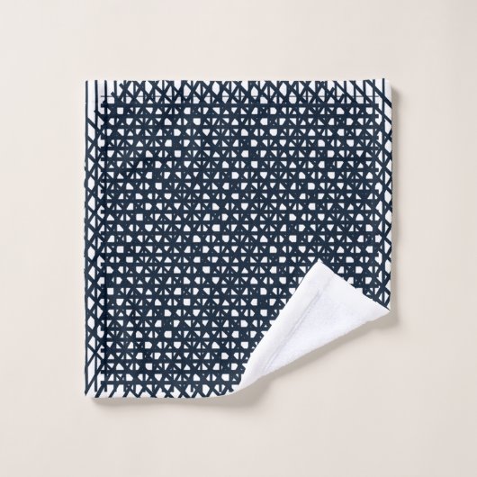 Navy Blue en White Cage Pattern Bad Handdoek (Wasdoekje)