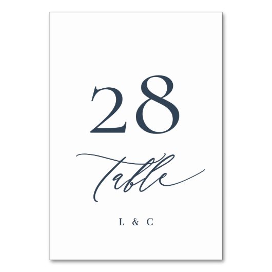 Navy Blue en White Calligraphy Modern Wedding Kaart (Achterkant)