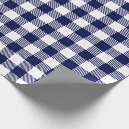 Navy Blue en White Check Pset |Groot patroon| Cadeaupapier (Hoek)
