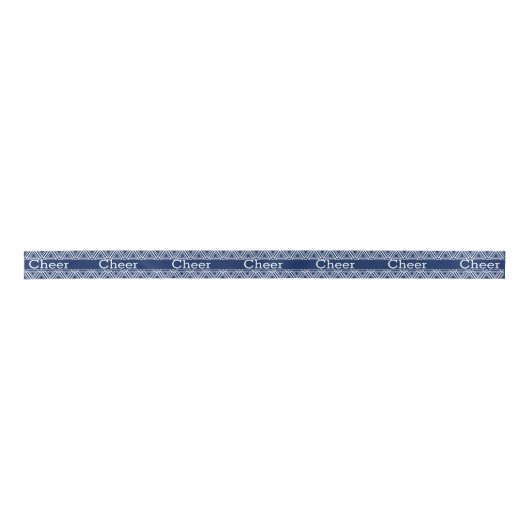 Navy Blue en White Cheer Ribbon Satijnen Lint (Voorkant)