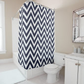 Navy Blue en White Chevron Douchegordijn (In situ)